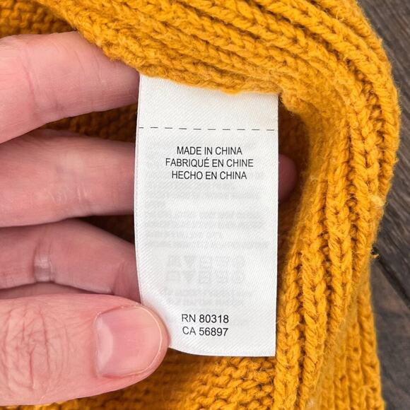 Lucky Brand Tunic Sweater Braid Stitch Drop Shoulder Oversize Size Small Mustard - Picture 13 of 16